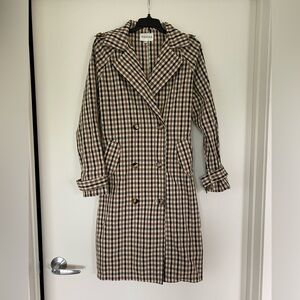Vigoss Burberry Style Plaid Trench Jacket